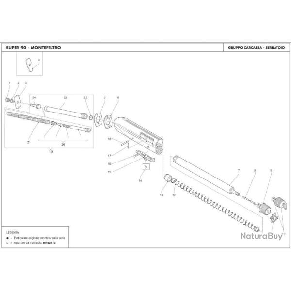 Ressort de rappel de culasse Benelli S90, Montefeltro calibre 20