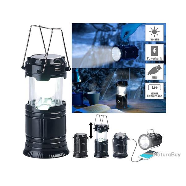 Lanterne de camping solaire � LED 80 lm avec fonction batterie de secours USB
