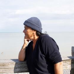 Bonnet chaud homme ou femme pure laine m&eacute;rinos c&ocirc;te simple Bleu gris