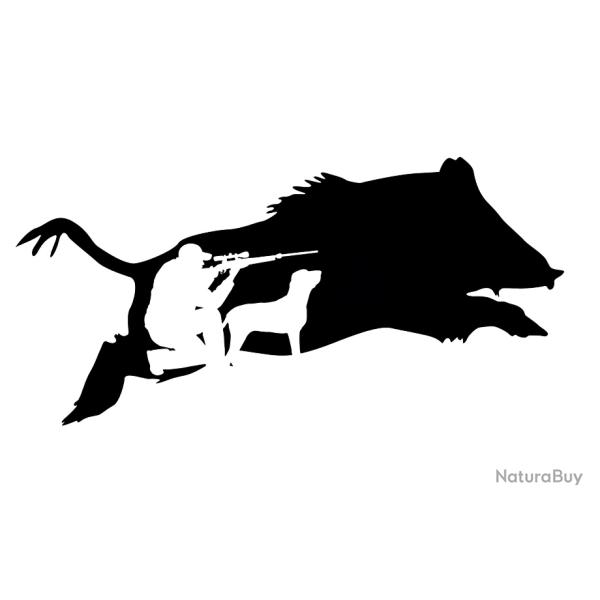 Autocollants tissu motif chasse sanglier  taille personnalis� photo 1 en vente ! 25 cm