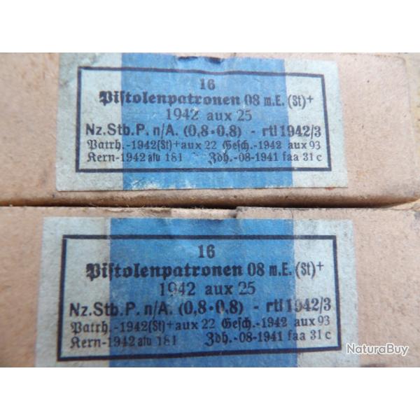 BOITE  pleine 16+1  9mm para 9x19 seconde guerre Allemagne Allemand neutra aux 1942 ww2 P08 P38 MP40