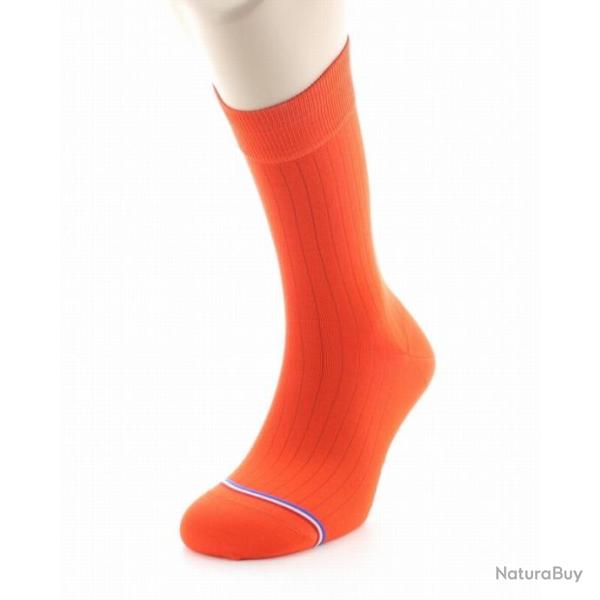 CHAUSSETTES  Pigalle Orange en fil d'�cosse. La Chaussette Fran�aise