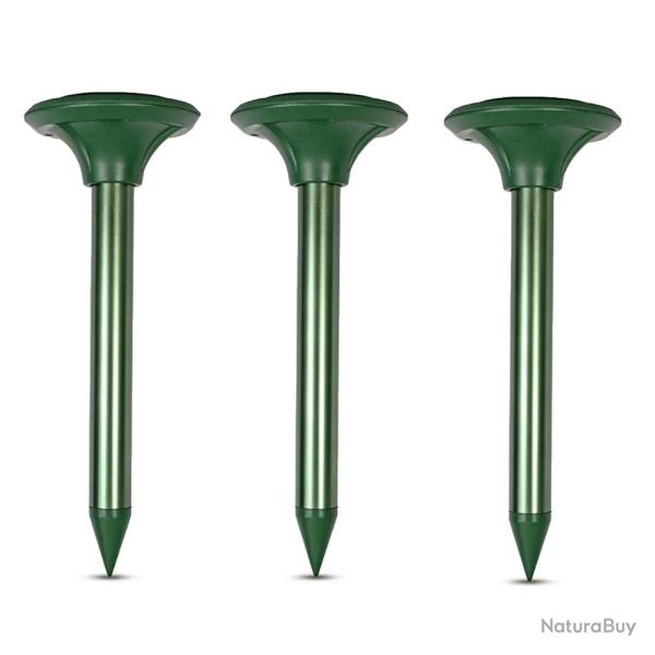 Lot de 3 anti-taupes solaires � ultra-sons Protection 1200 m�