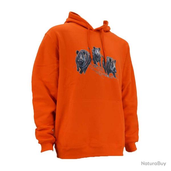 Sweat � capuche orange sangliers Taille 5