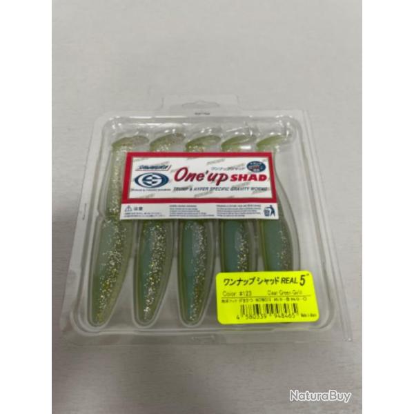 !! LEURRE ONE'UP SHAD 5'� COL 123 Clear Green GOLD