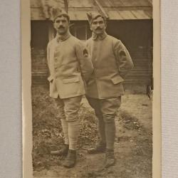 Carte photo Poilu deux fr&egrave;res guerre 14/18