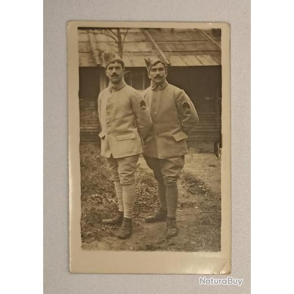 Carte photo Poilu deux fr�res guerre 14/18
