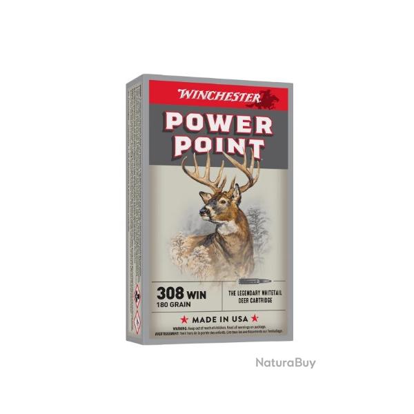 Munitions WINCHESTER cal.308win power point 180gr 11.66g par 60