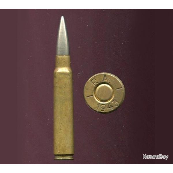 7.92 x 61 Norv�gien - RARE cartouche � production limit�e - �tui laiton 61 mm - marquage : RA-1938-