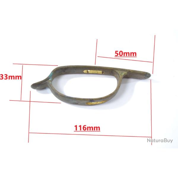 Pontet en laiton de fusil ou pistolet ancien, silex percussion, Pi�ce brut