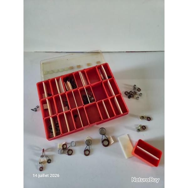 Lot d'anneaux diff�rents de canne � p�che, 40 anneaux et sa boite