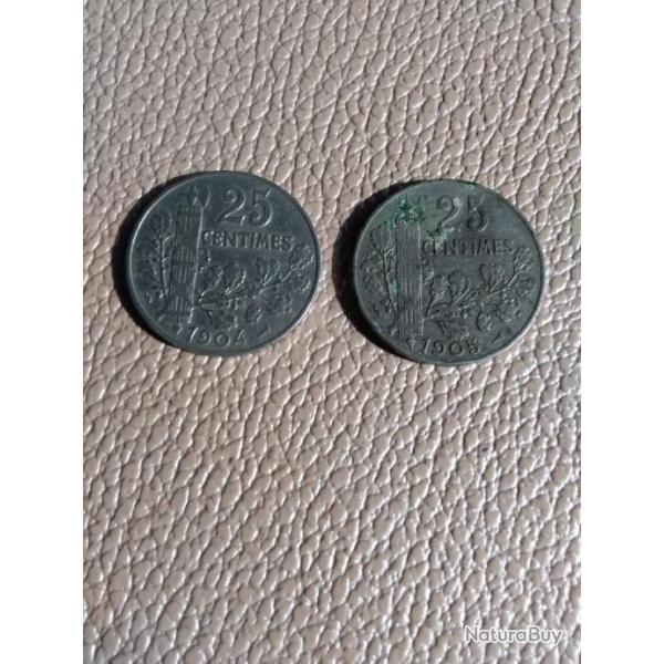 Lot de pi�ces de 25 centimes de francs patey ,2eme type