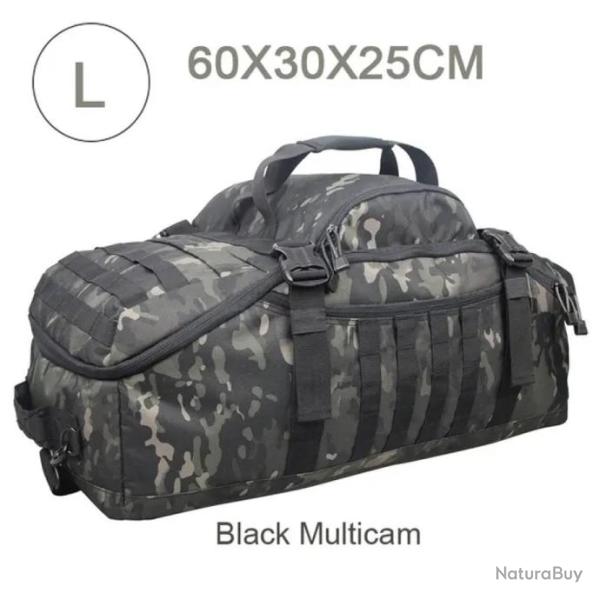 Sac � Dos Tactique 60L MOLLE pour Camping, Randonn�e, Voyage Grande Capacit� Noir Multicam