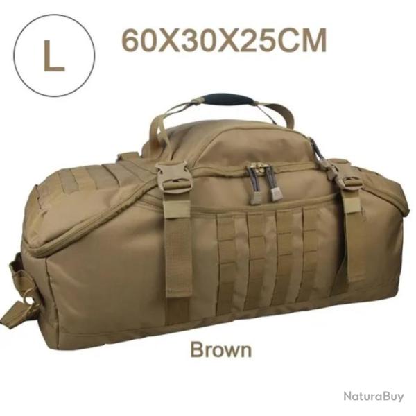 Sac � Dos Tactique 60L MOLLE pour Camping, Randonn�e, Voyage Grande Capacit� Marron Beige
