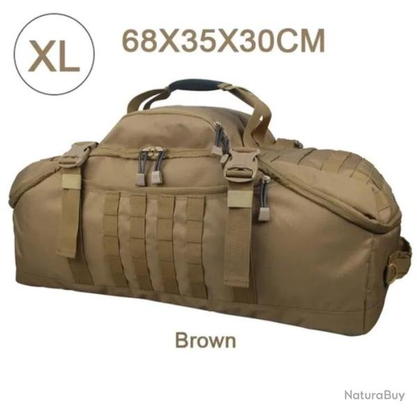 Sac � Dos Tactique 80L MOLLE pour Camping, Randonn�e, Voyage Grande Capacit� Marron Beige