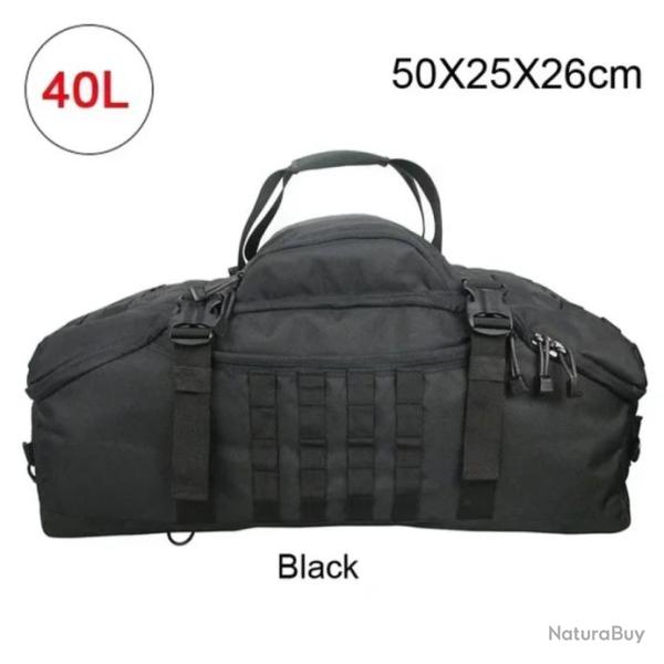 Sac � Dos Tactique 40L MOLLE pour Camping, Randonn�e, Voyage Grande Capacit� Noir