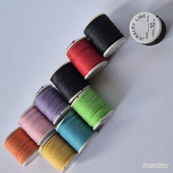 Lot de 10 bobines de fil coton de 10 mtres de couleurs diffrents