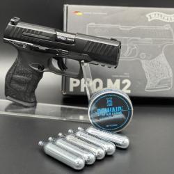 Pack "Laser" pr&ecirc;t &agrave; tirer, Walther PPQ M2 cha&icirc;ne rotative. Calibre 4,5mm plombs propulsion CO2