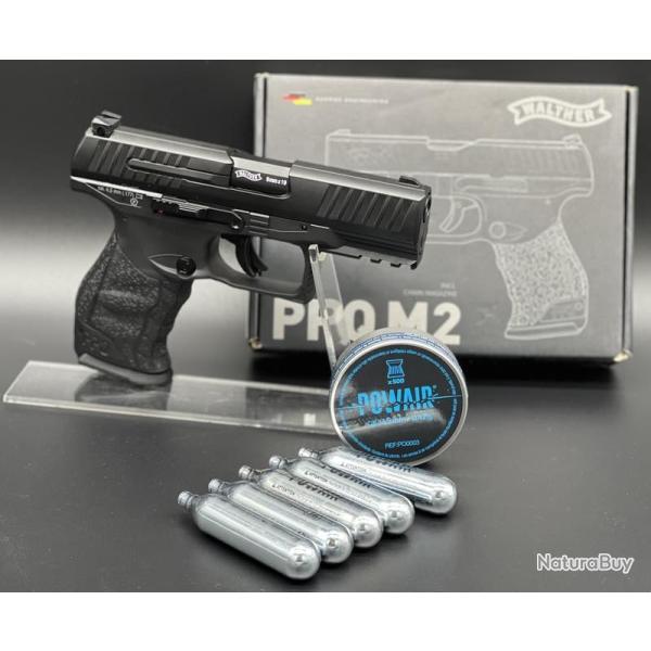 Pack "Laser" pr�t � tirer, Walther PPQ M2 cha�ne rotative. Calibre 4,5mm plombs propulsion CO2