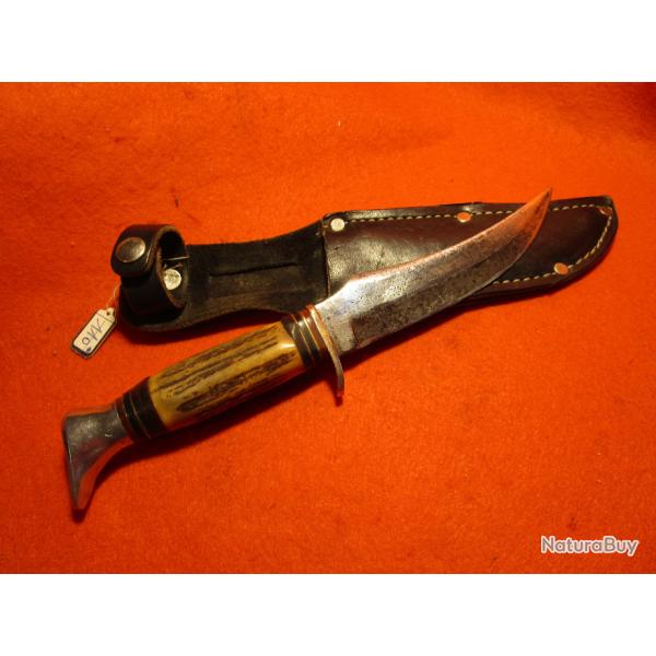 COUTEAU ann�e 50 MOOSE SKINNER RICH A. HERDER SOLINGEN Germany �tui d'origine