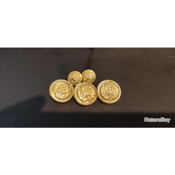 Boutons d'uniforme militaire USMS antique des ann�es 1940-50 / laiton