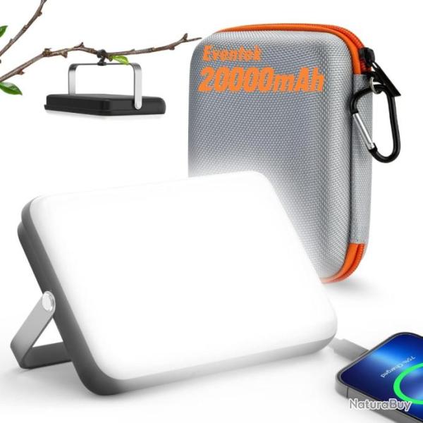 Lampe Camping Portable LED 4000LM, 20000mAh Power Bank 4 Modes D'�clairage Etanche IPX5
