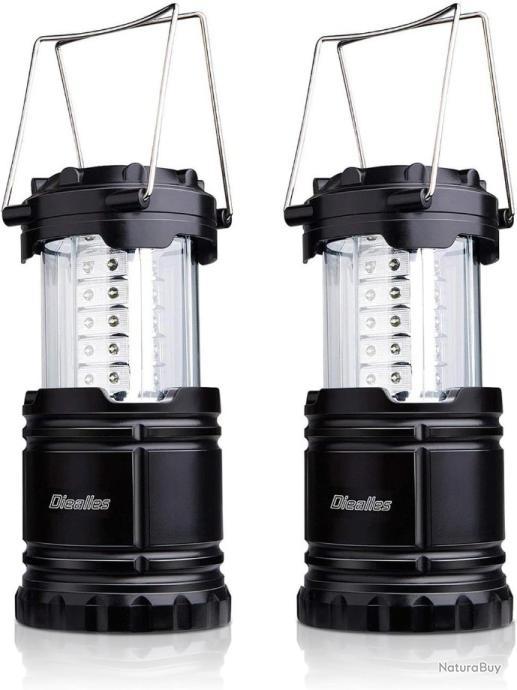 Lampe Camping LED Rechargeable USB/Solaire – 2400 MAh, IPX6, Noir
