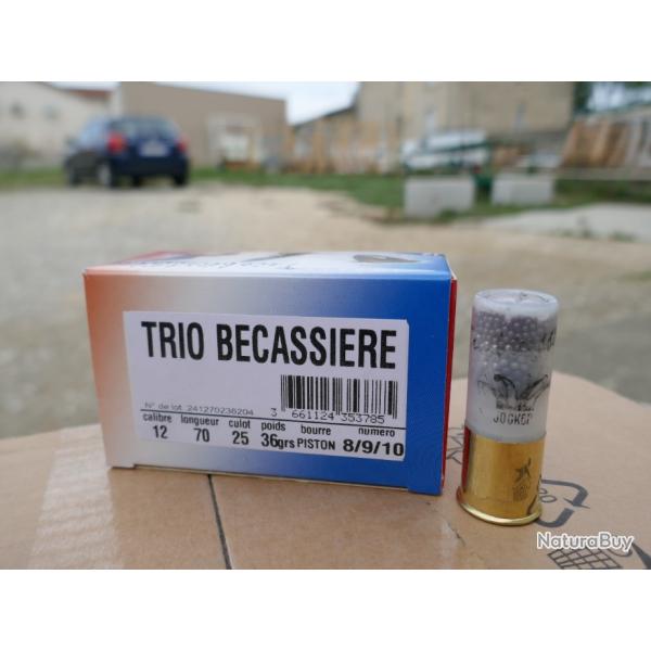 10 cartouches TRIO BECASSIERE en 12/70 plomb 8/9/10 en 36 g