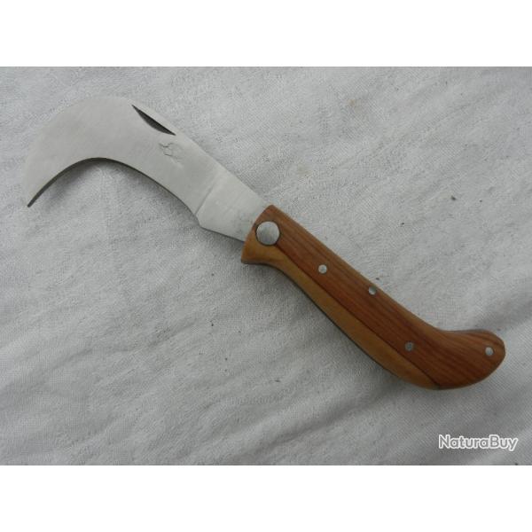 couteau serpette h�risson 15 cm manche bois teck