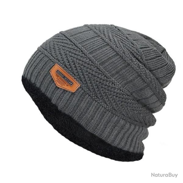 Bonnet d'Hiver en Laine �paisse pour Homme et Femme - Bonnet Tricot� Chaud Gris Taille Unique