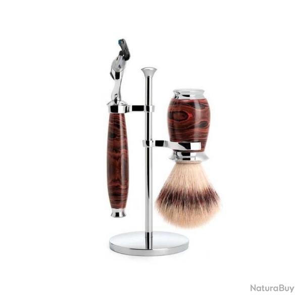 Set de rasage Fusion "Purist" 3 pi�ces, Manche �bonite [M�hle]
