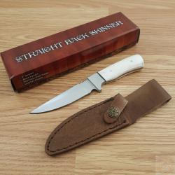 PA3369 Couteau Rite Edge Skinner Manche OS Lame Acier Inox Etui Cuir