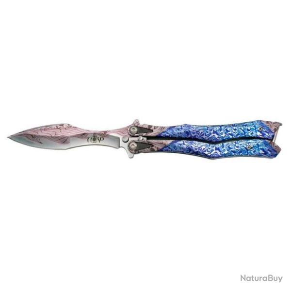 COUTEAU PAPILLON THIRD MOTIF 3D MARINE LAME 13.5CM