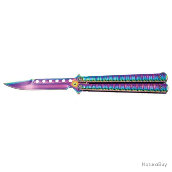 COUTEAU PAPILLON THIRD MOTIF RAINBOW LAME 11CM