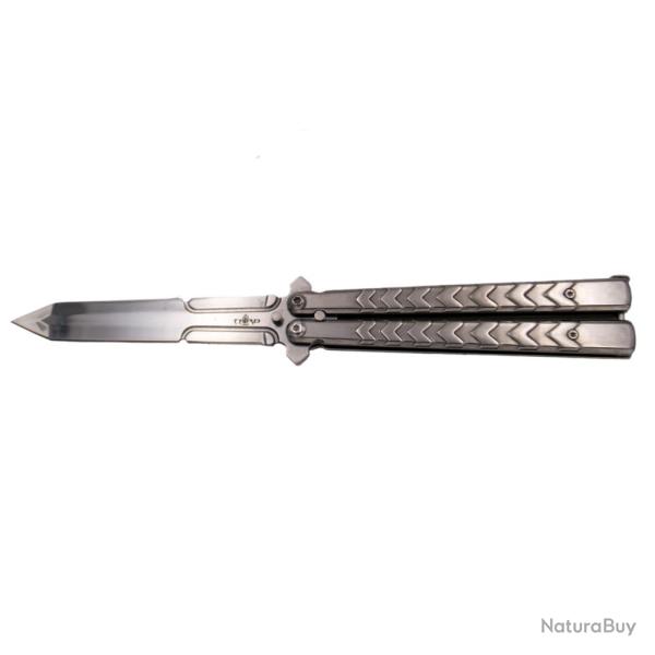 COUTEAU PAPILLON THIRD SILVER MOTIF EPEE LAME 12CM