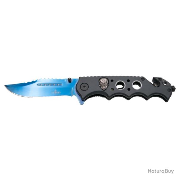 COUTEAU PLIANT TACTIQUE THIRD TETE DE MORT LAME BLEUE