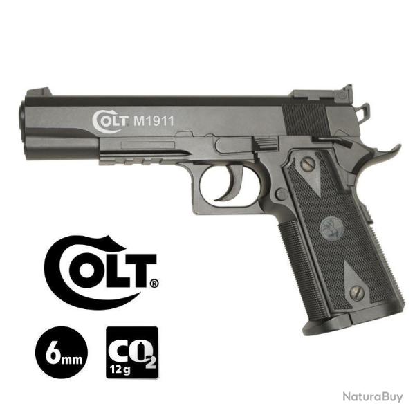 PISTOLET COLT 1911 MATCH Noir - Culasse fixe - 6 mm BB - CO� 0.9J