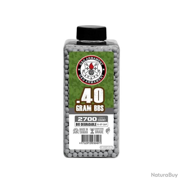 BILLES AIRSOFT BIO G&G 0,40 g Grises BOUTEILLE 2700 BBs
