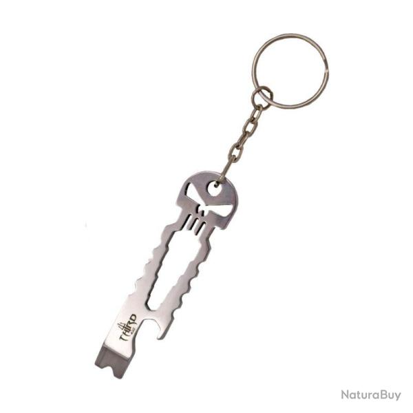 PORTE-CLES MULTIFONCTIONS TETE DE MORT CHROME