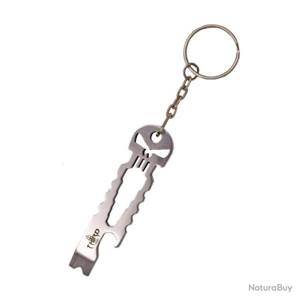 PORTE-CLES MULTIFONCTIONS TETE DE MORT CHROME