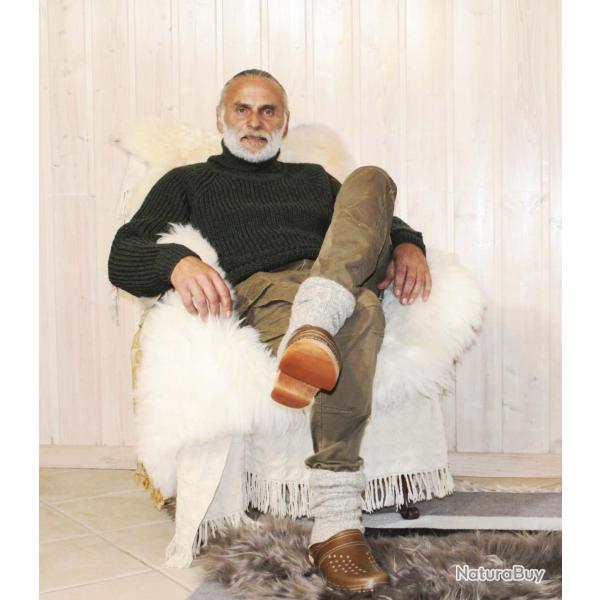 Pull tr�s chaud Homme ou femme col roul� pure laine vierge vert kaki M (m�dium)