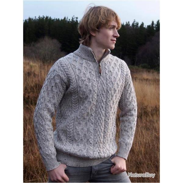 Pull Homme camionneur chaud en pure laine m�rinos bleu, beige, bordeaux,gris L (large) beige gris�