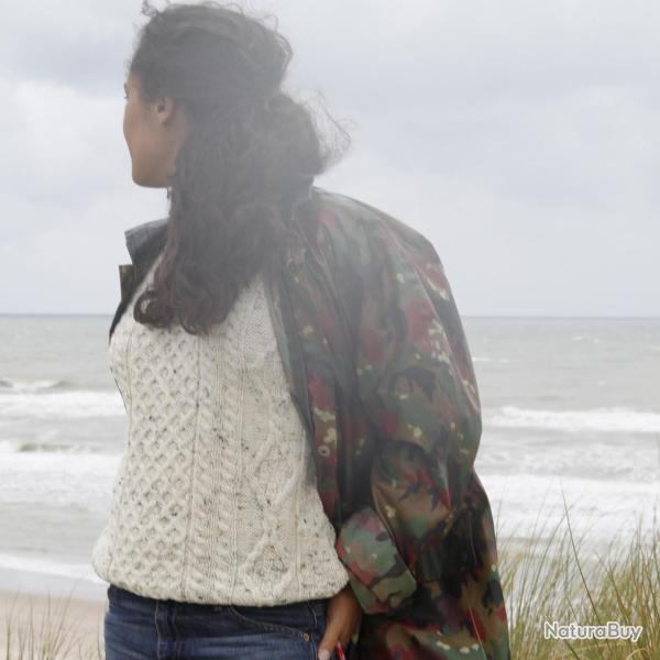 Pull irlandais homme et femme laine m�rinos chaud col rond  M (m�dium) beige gris�