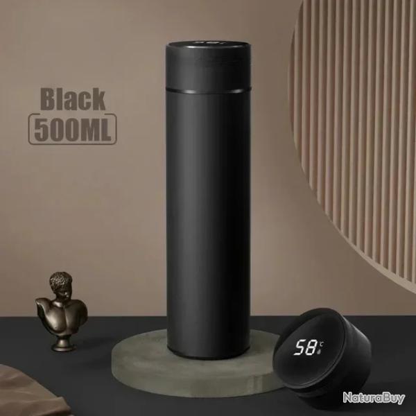 Bouteille Isotherme Acier Inoxydable 500ml avec Affichage Temprature Noir