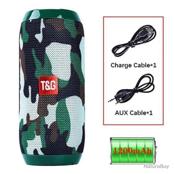 Enceinte Bluetooth Portable TG117 - Caisson de Basse Sans Fil 10W �tanche IPX5 Camouflage