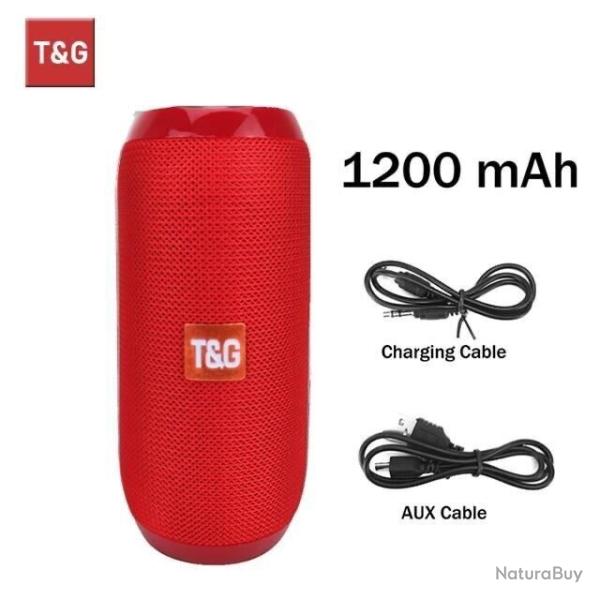 Enceinte Bluetooth Portable TG117 - Caisson de Basse Sans Fil 10W �tanche IPX5 Rouge