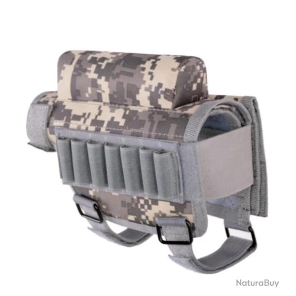 Repose-Joue Tactique avec Porte-Munitions pour Fusil - Chasse & Tir - Ambidextre ACU
