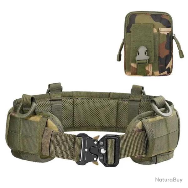 Ceinture Tactique Rembourr�e R�glable Multifonction + Pochette Escalade Chasse Tir Randonn�e Camoufl