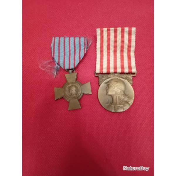 FRANCE WWI Croix du combattant et m�daille 14/18
