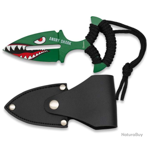 Albainox 32524 - Push Dagger Angry Shark, Lame 6,5 cm avec Manche Encord� et �tui